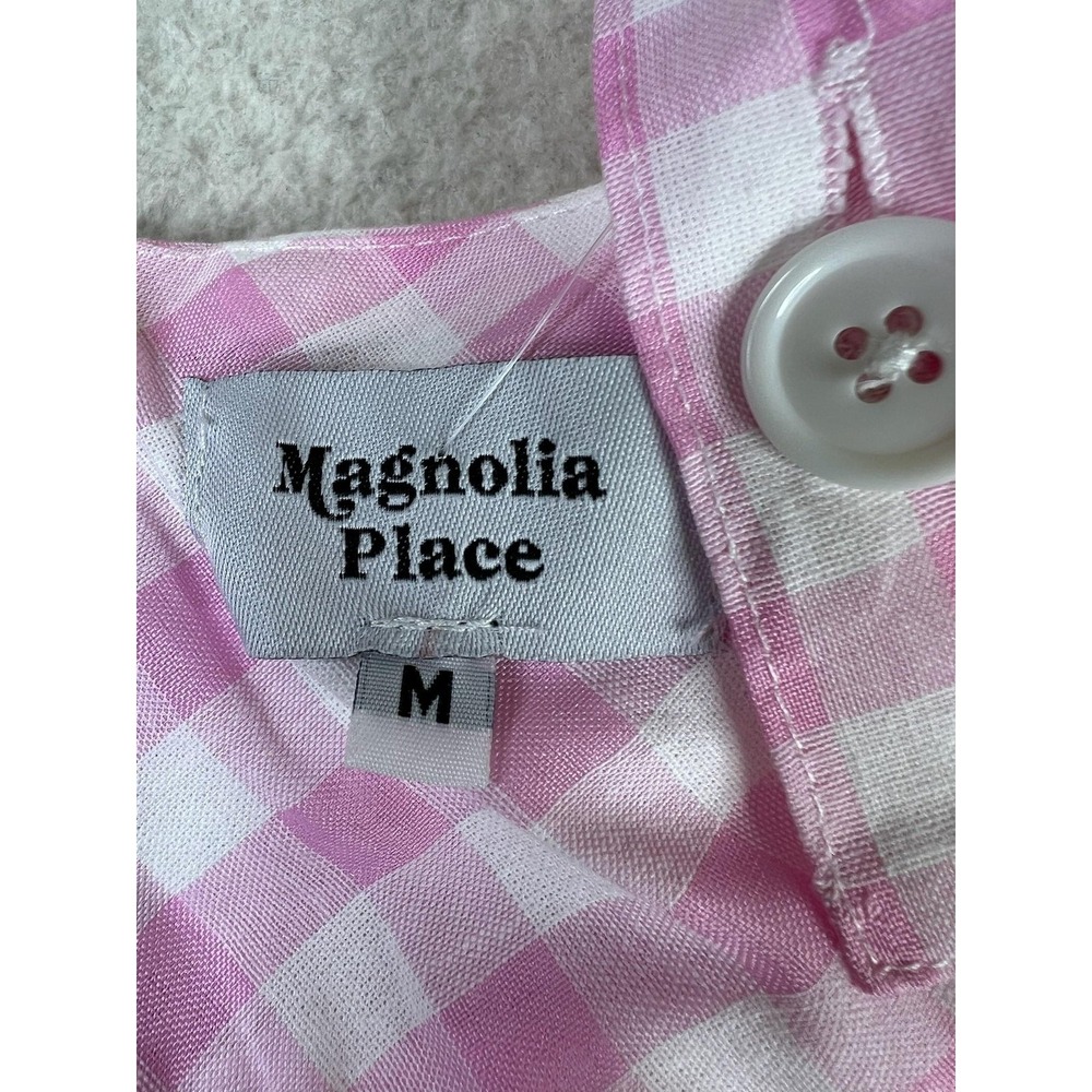 Magnolia‎ Place Pink Check Suspender A-Line Skirt Womens Medium Gingham Zip - Picture 3 of 11